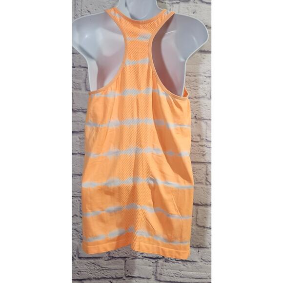 City Streets Orange White Striped Racerback Workout Tank Top XL Lightweight Soft - Picture 3 of 6